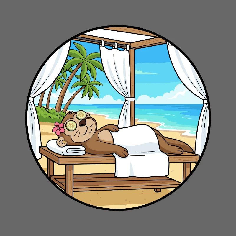 Beach Spa Monkey Ape Relaxing Art