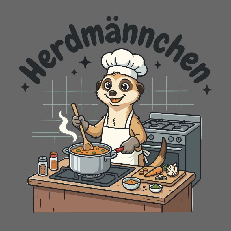 Herdmännchen Koch Erdmännchen am Herd 