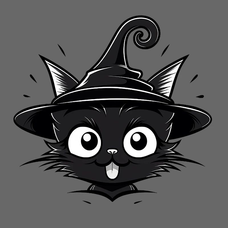 Sorcière Chat Noir avec Chapeau de Sorcière - Chat