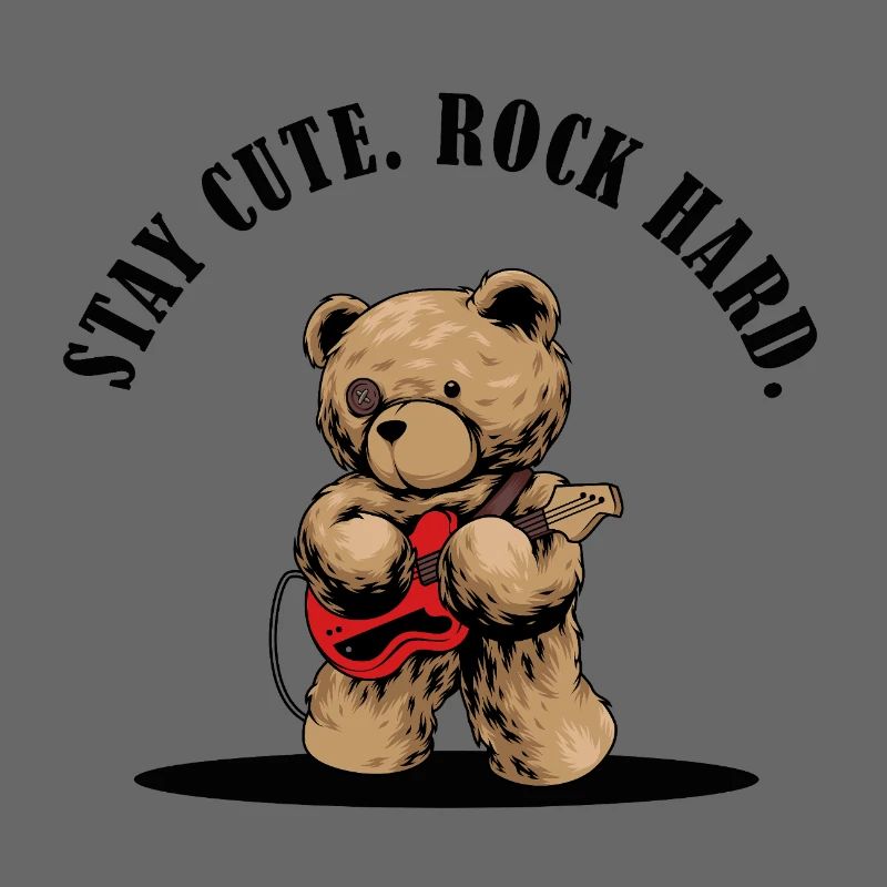 Stay Cute Rock Hard – Teddy mit E-Gitarre