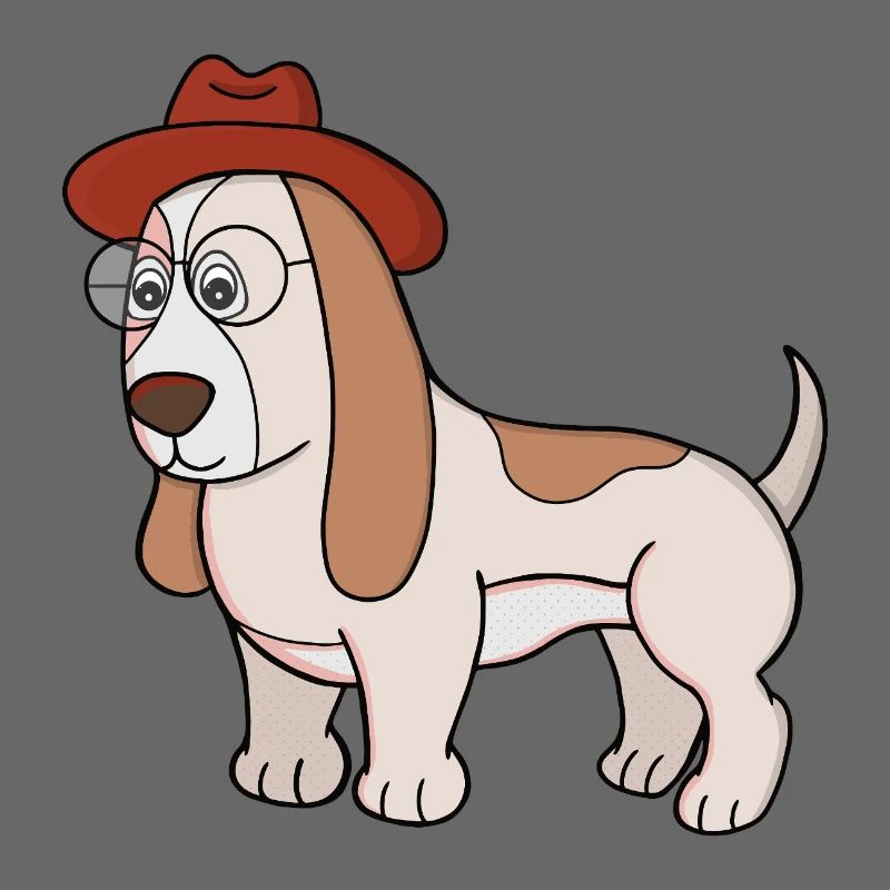 Brillen-Beagle mit Fedora