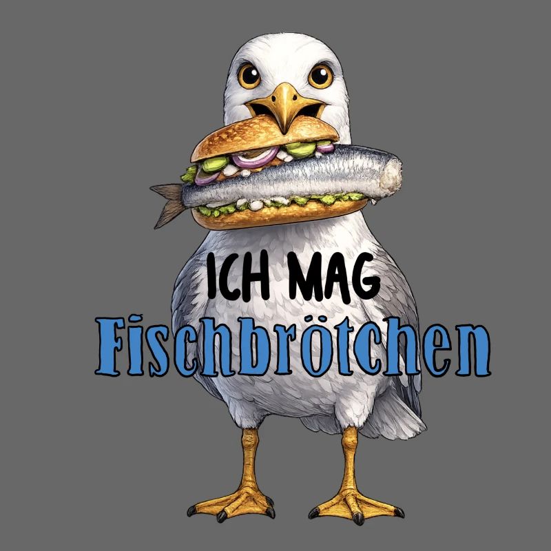 Möwe mit Fischbrötchen Illustration