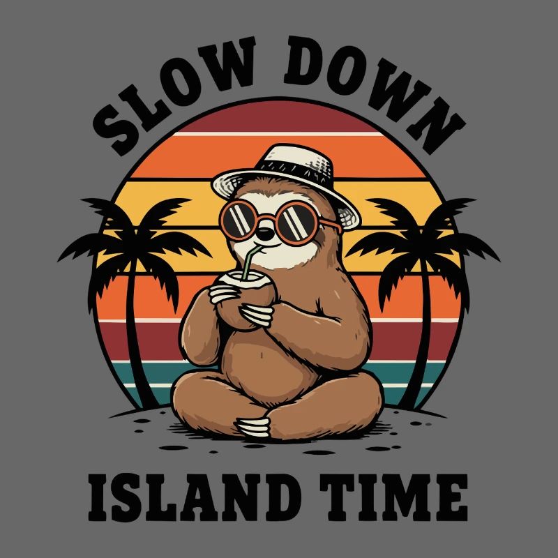 Sloth Slow Down Island Time Coconut Chill