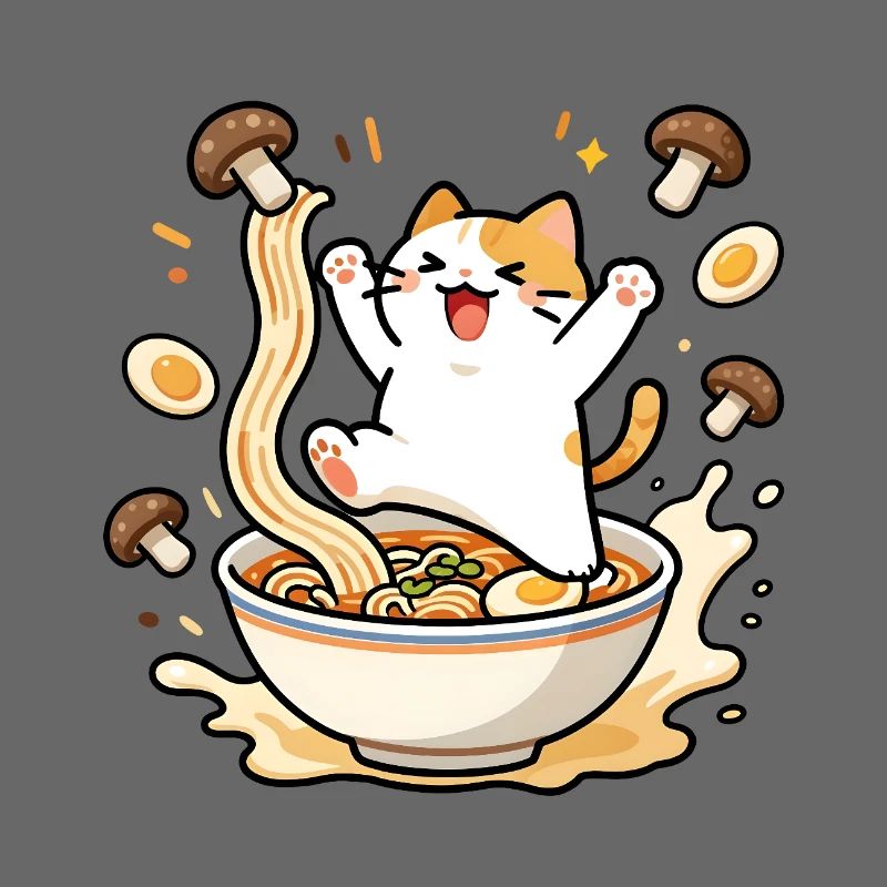 Chat ramen joyeux