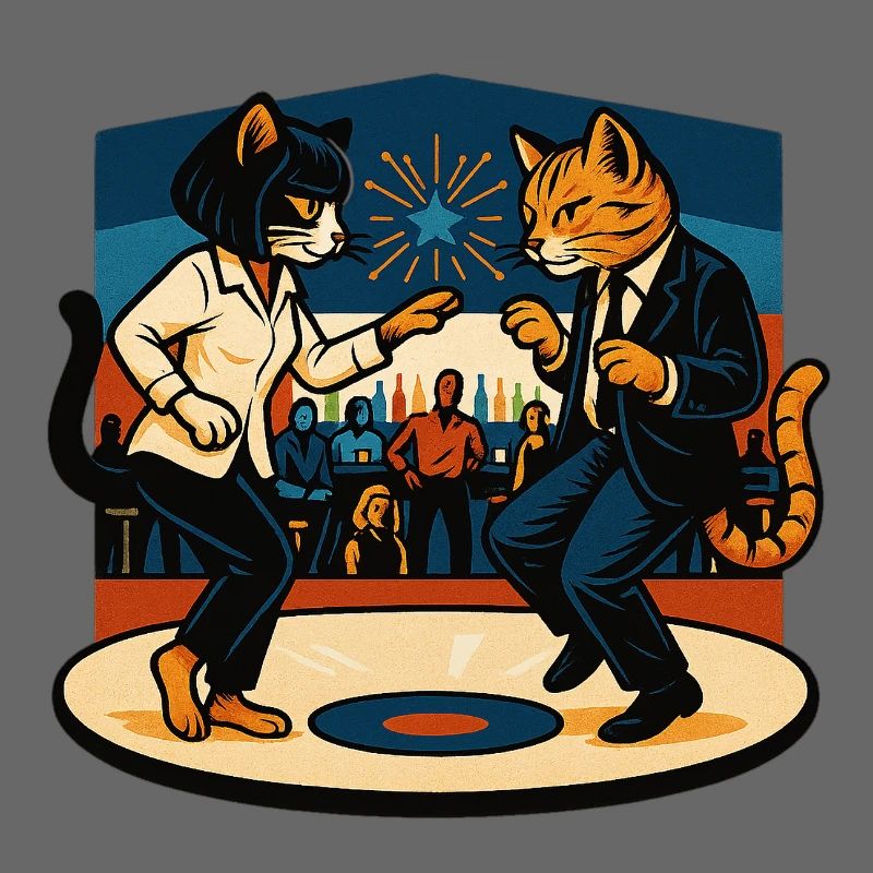 Deux chats rétro dansant – style vintage