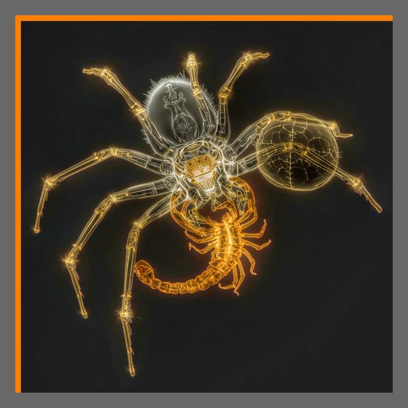 Neon-Spinne mit funky Tails