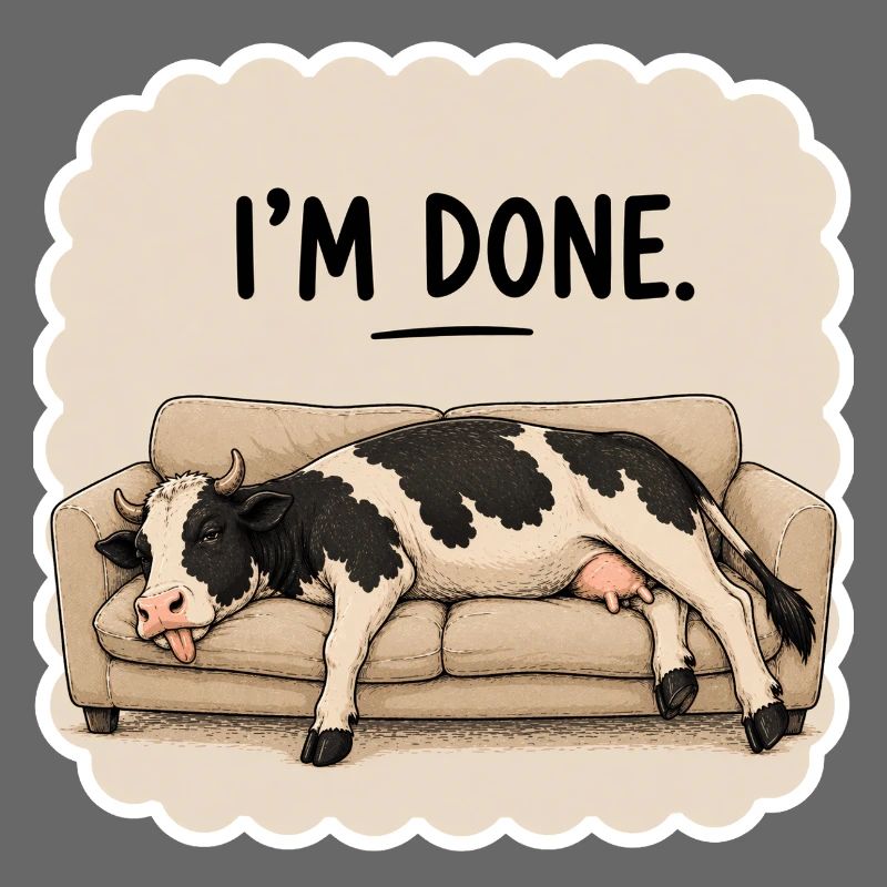 I'm Done – Funny Cow on Sofa