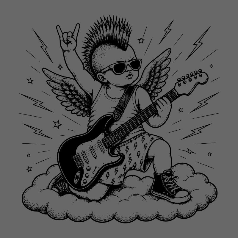 Punk Cherub mit E-Gitarre