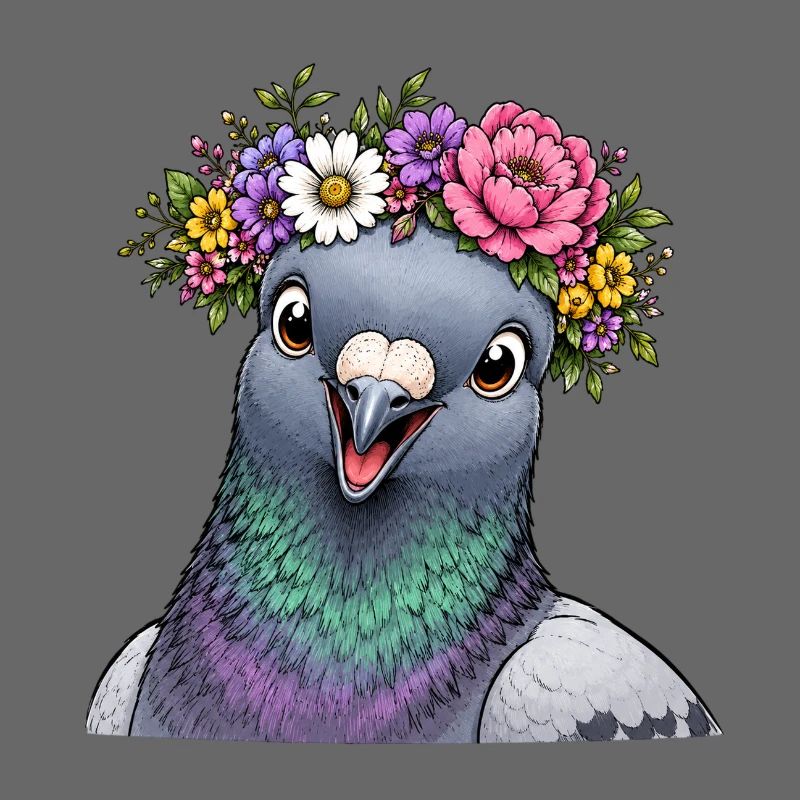 Taube mit Blumenschmuck 