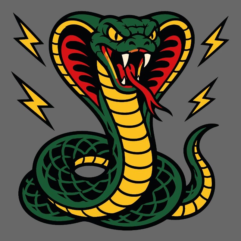 Cobra féroce avec éclairs style tattoo