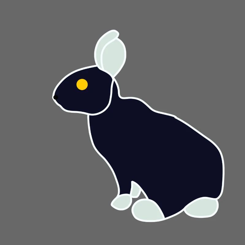 Minimalist Blue Black Rabbit
