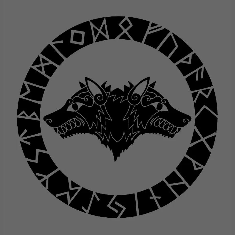 Schwarzer Wolf mit zwei Köpfen