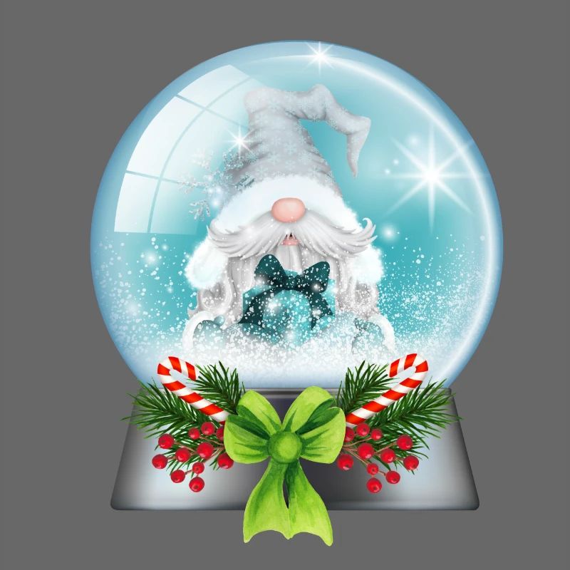 Schneekugel Weihnachtsmann mit Zuckerstangen