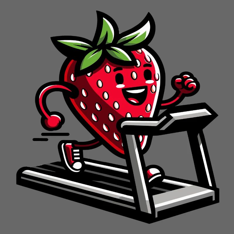 A strawberry on a treadmill