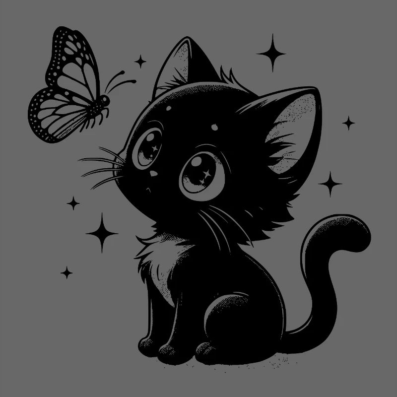 Katze mit Schmetterling