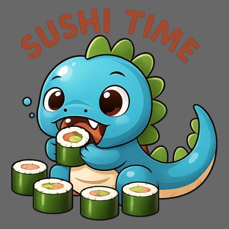 Cute dinosaur with sushi theme