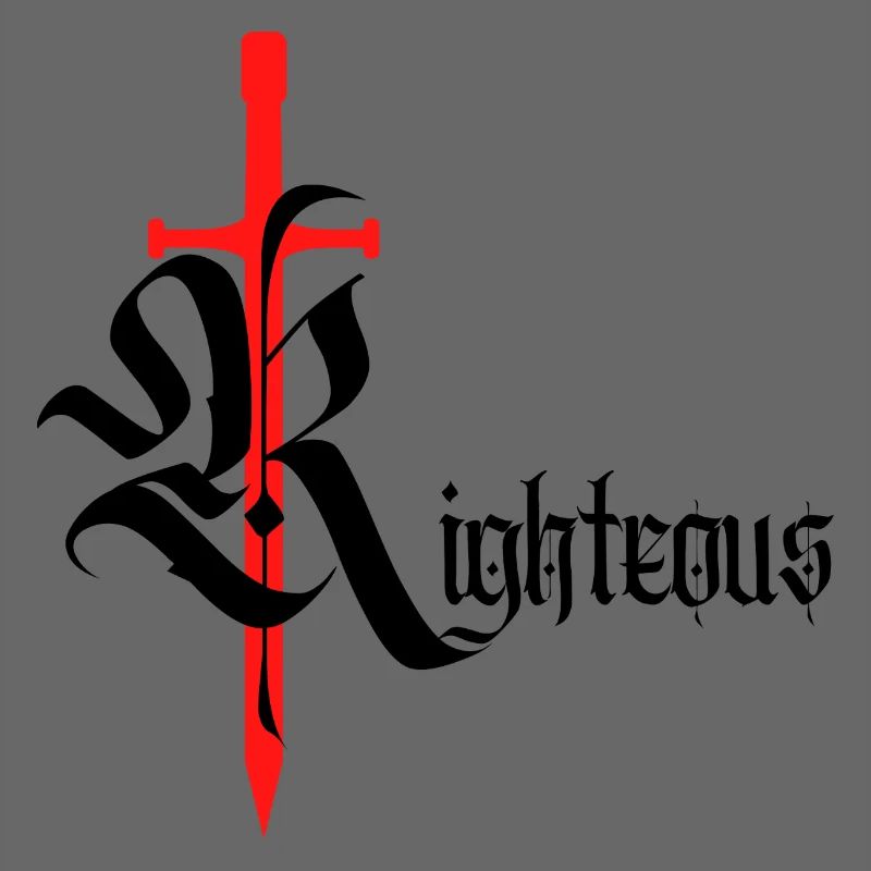 Gothic Righteous Design mit Schwert mit schwarzem Text
