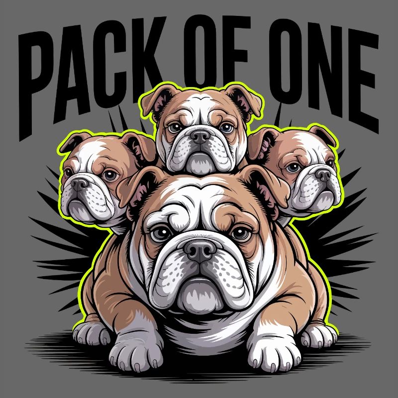 Packung mit einer Bulldogge