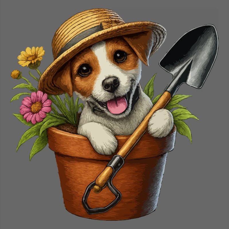 Jack Russell Terrier Blumentopf Gartendesign