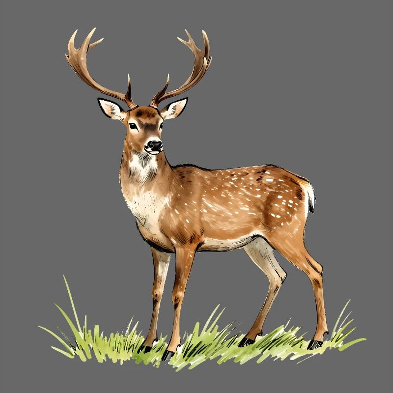 Wald-Aquarellhirsch
