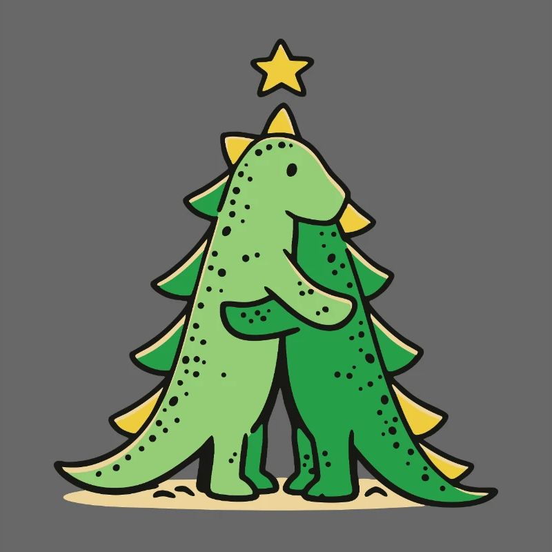 Cuddly dino under the Christmas tree