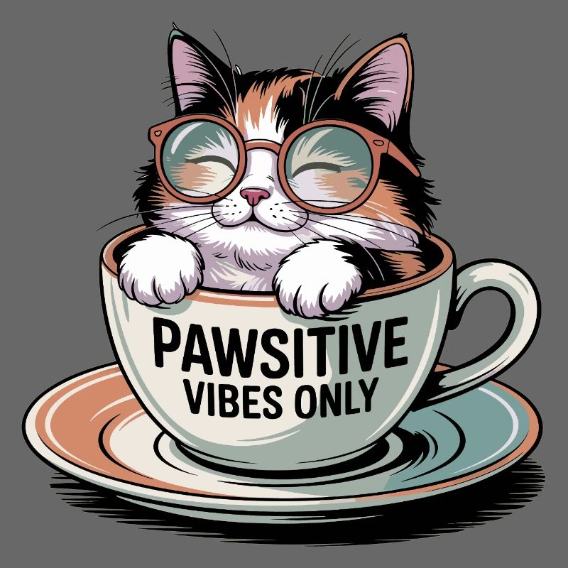 Pawsitive Vibes Only – Cat in a Cup