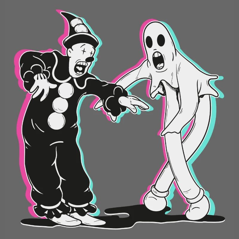 ghost and clown dancing