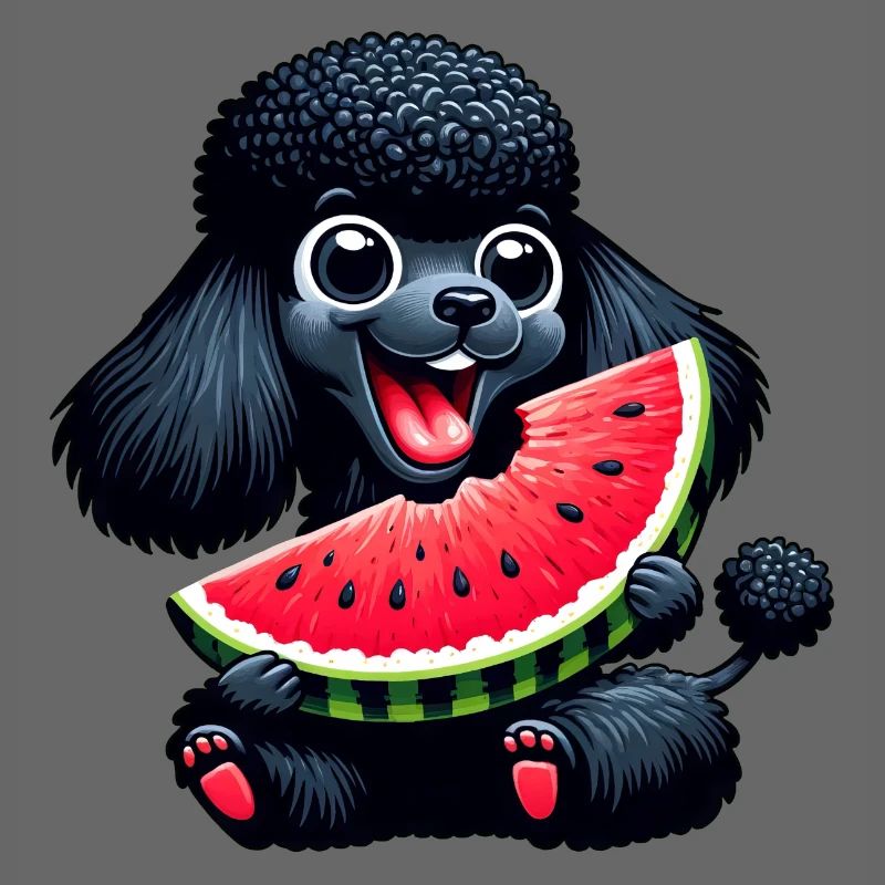Poodle with watermelon summer design