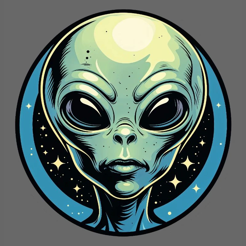 Alien Kopf im kosmischen Kreis
