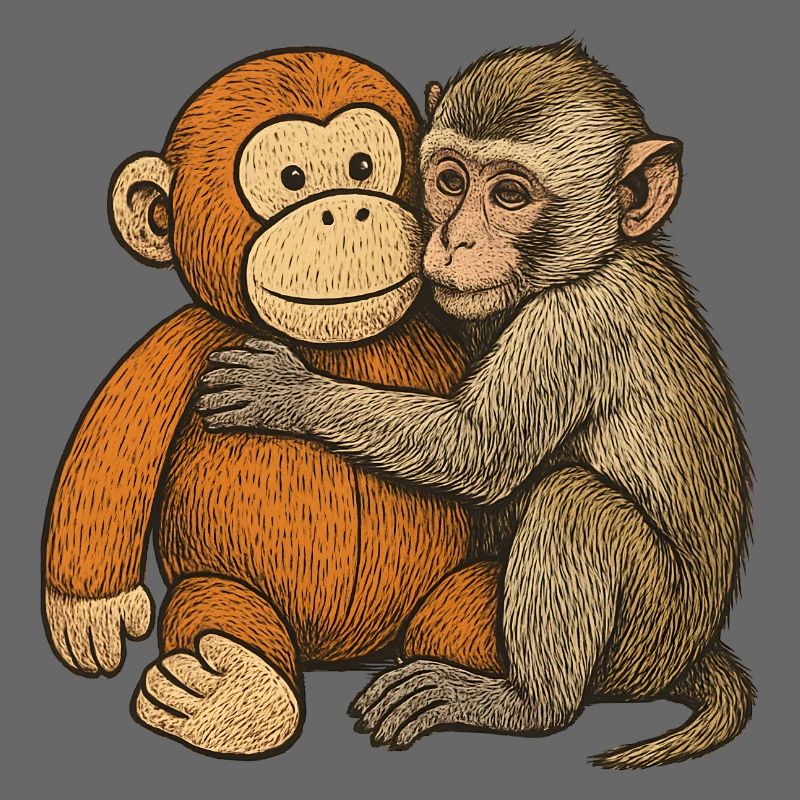 Embraced monkey friendship