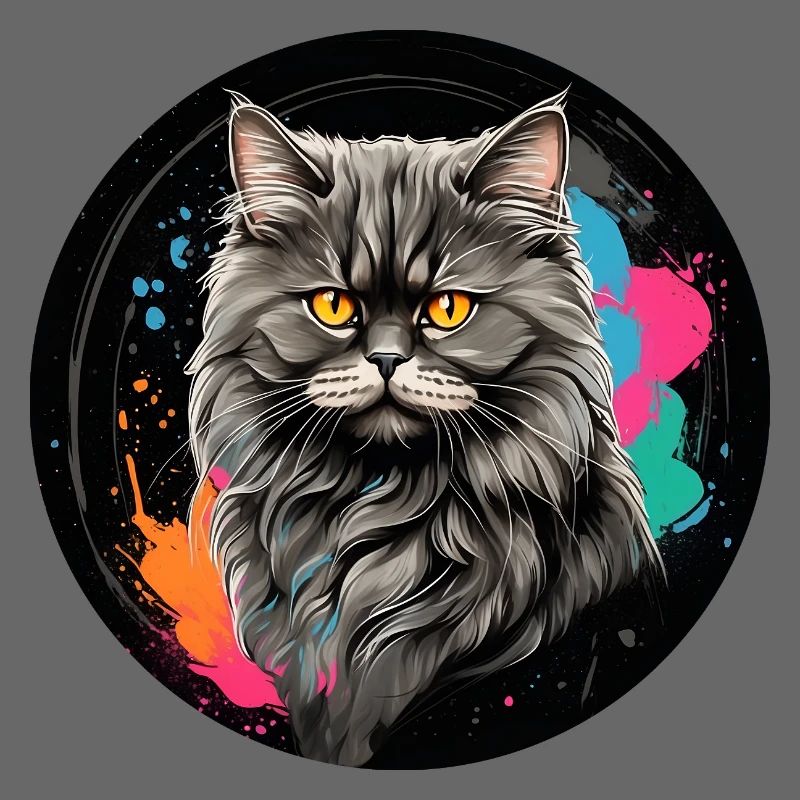 Portrait mignon de chat persan avec des éclaboussures de couleur