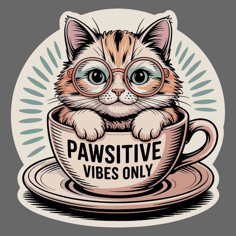 Pawsitive Vibes Only – Cat in a Cup