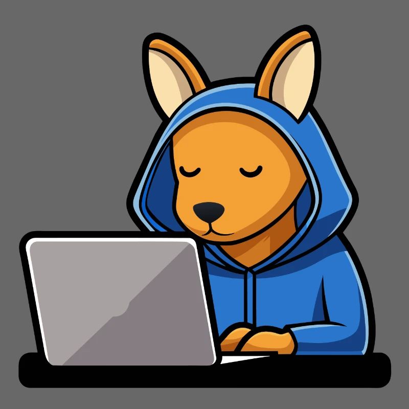 Mignon hacker kangourou en sweat à capuche devant PC