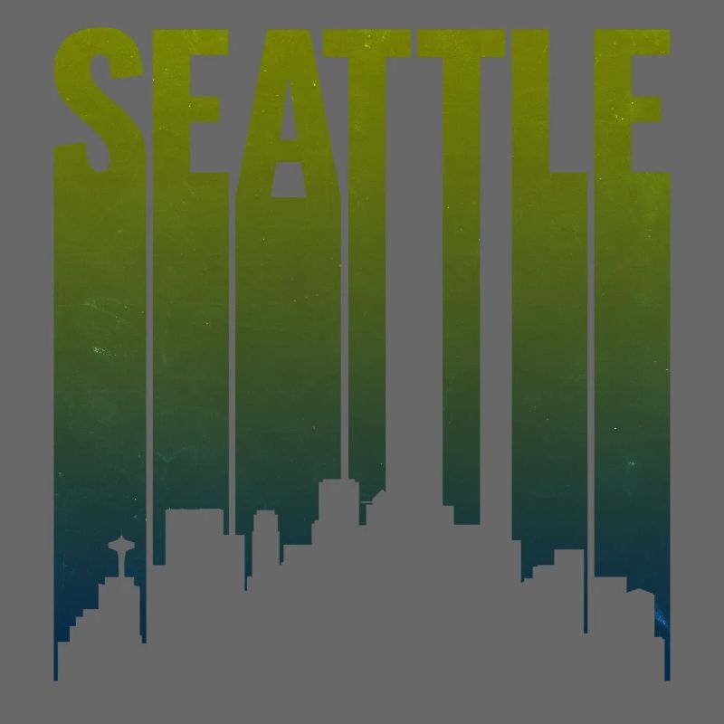 Seattle Skyline Green Gradient