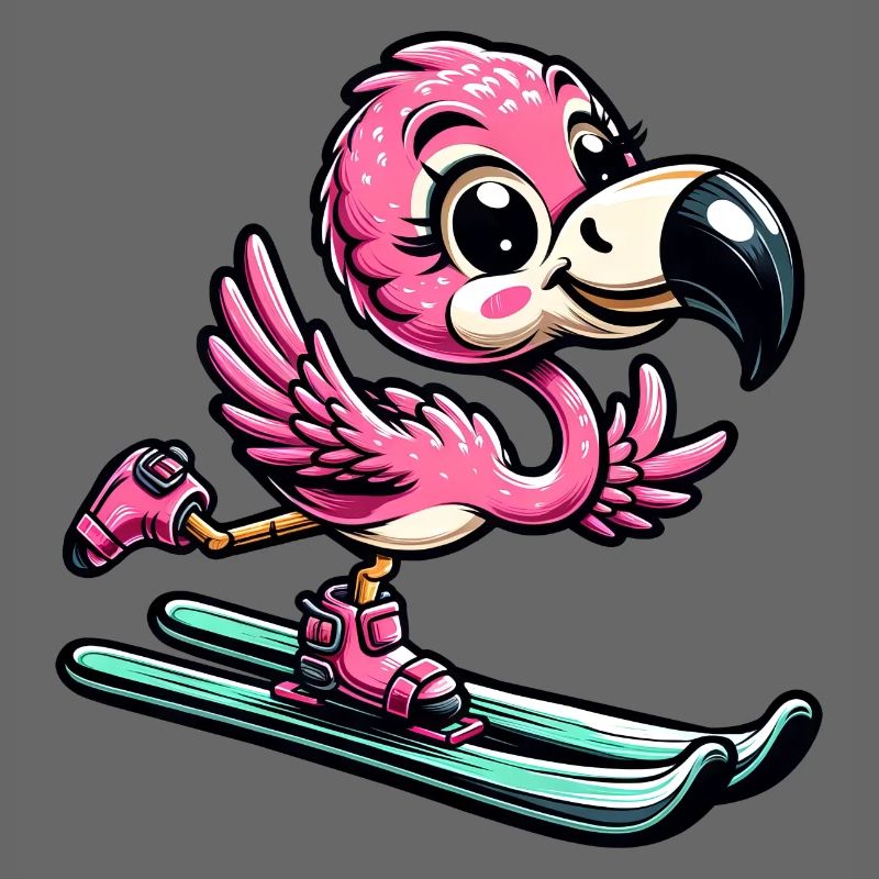 Flamingoski - Comic Skifahrer Urlaub