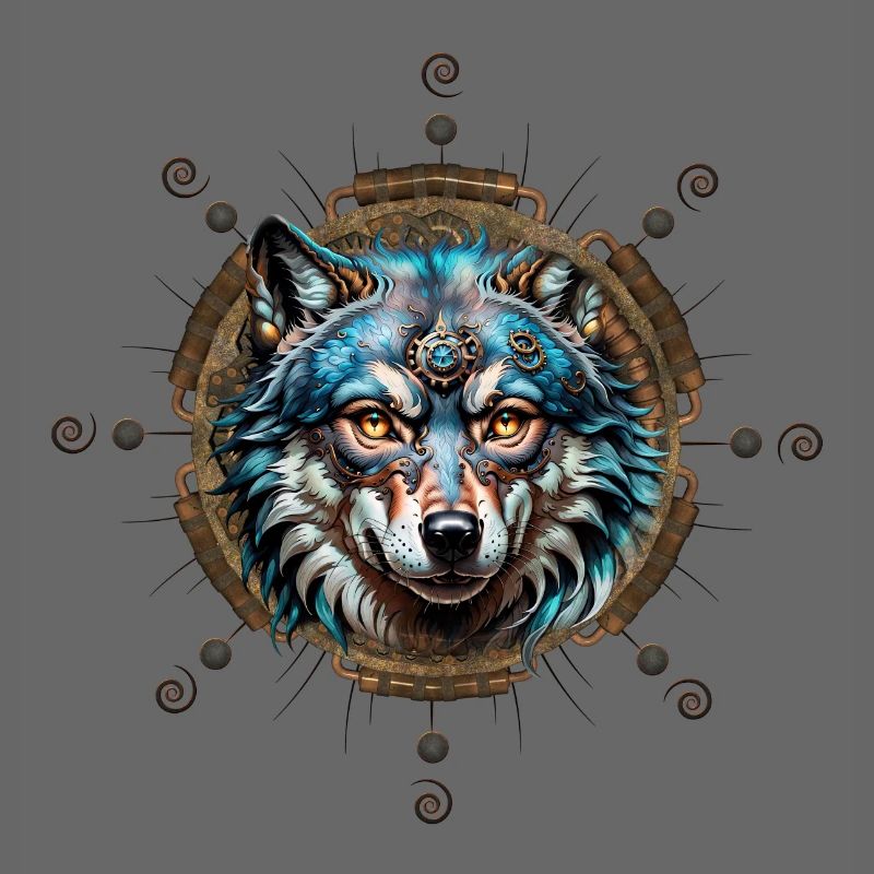 Fantastischer Steampunk-Wolf.