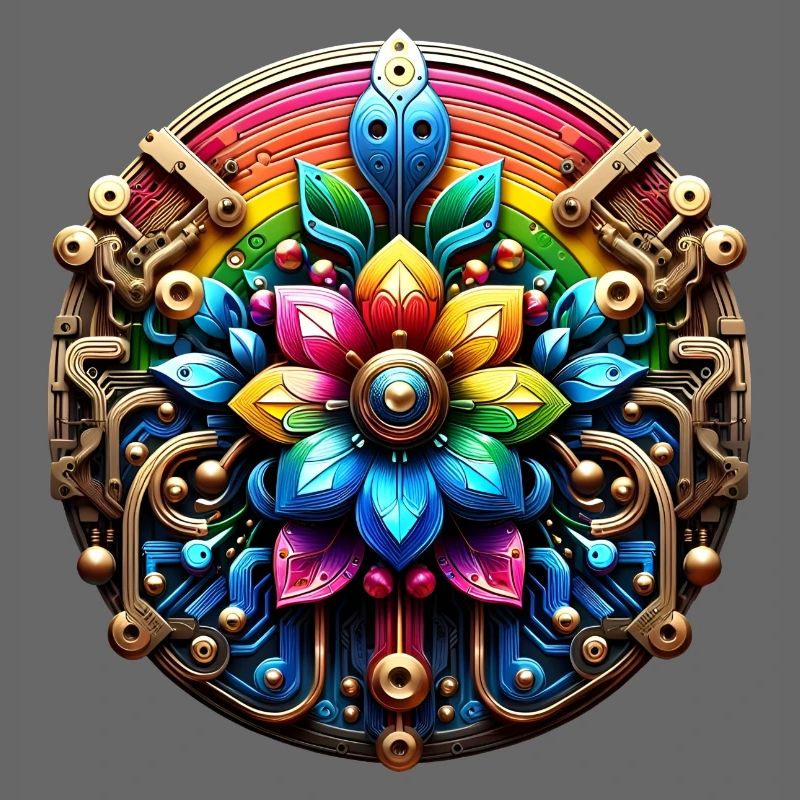 Psychedelische Steampunk Blume Regenbogen