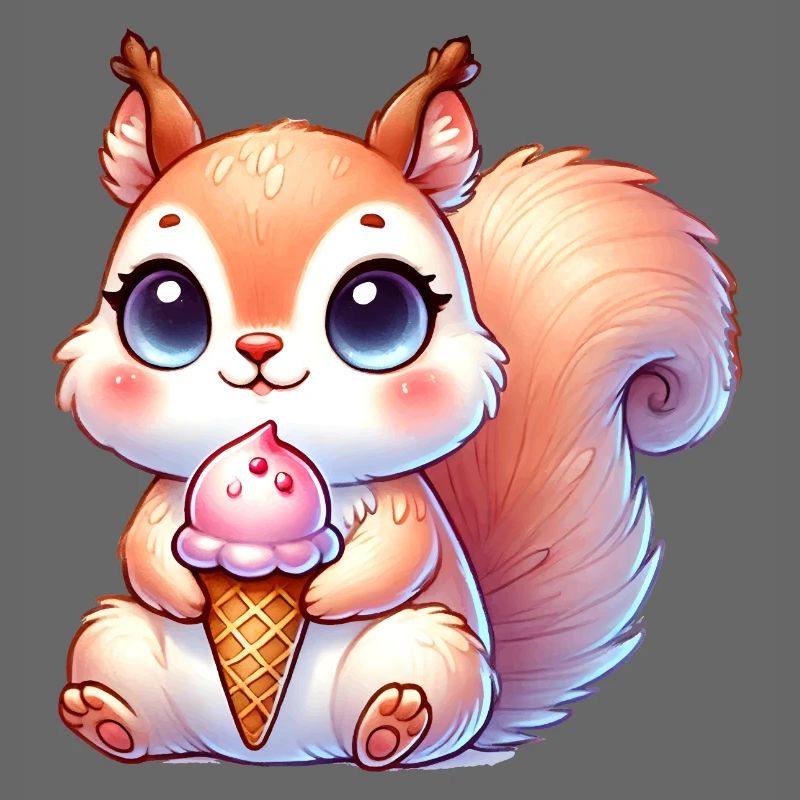 L’écureuil mignon déguste une glace colorée