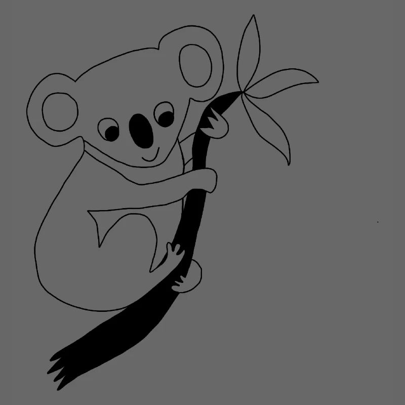 Koala - Graphique en noir et blanc