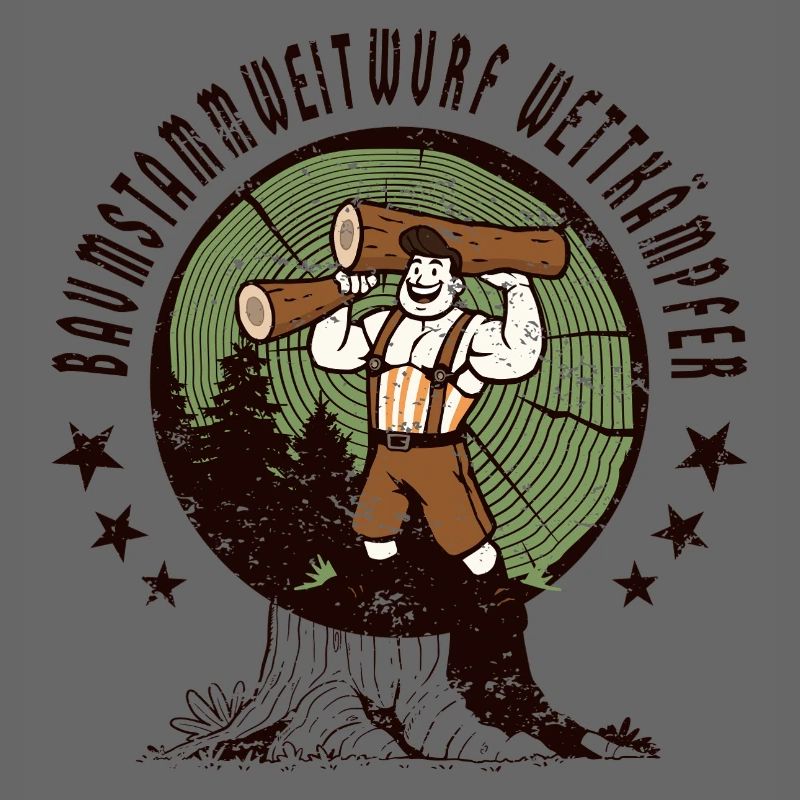 Baumstammweitwurf Wettkämpfer