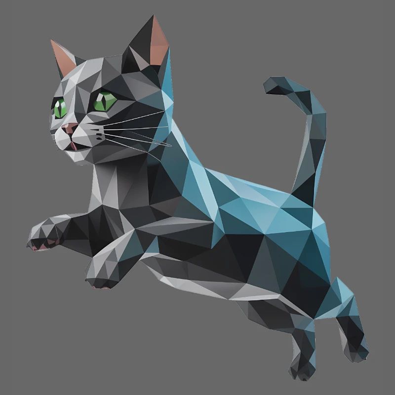 Kätzchen - Cooles Low-Poly-Logo