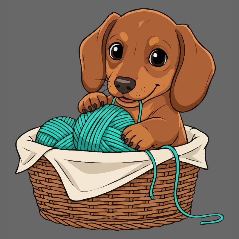 Chiot teckel dans un panier