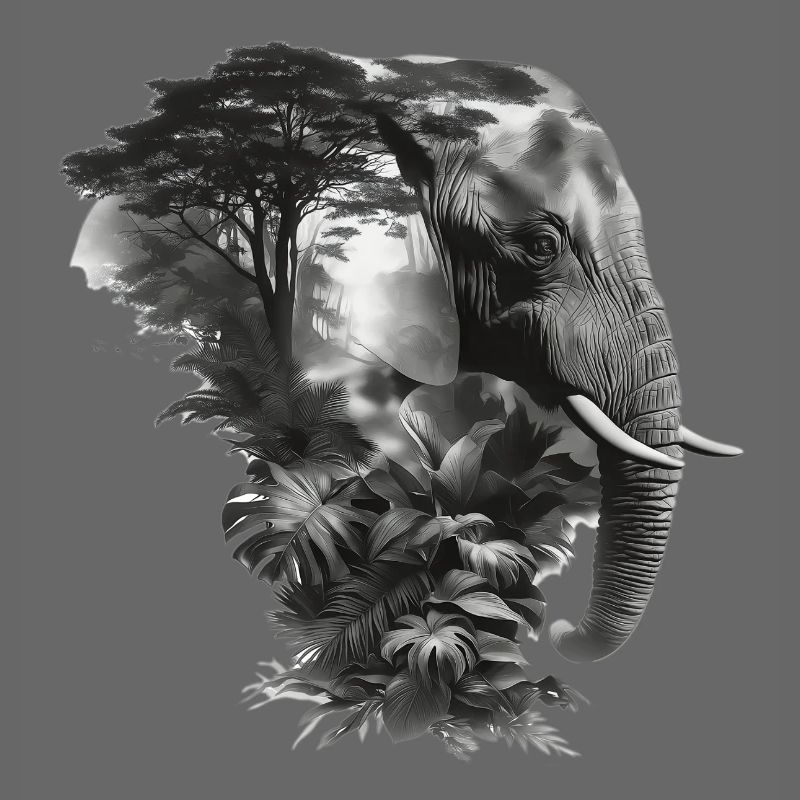 Elefant Dschungel Silhouette Doppel