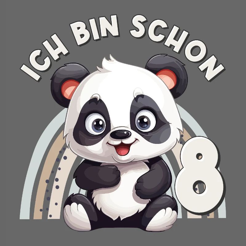 8th Birthday Panda Bear Rainbow Cute Cute