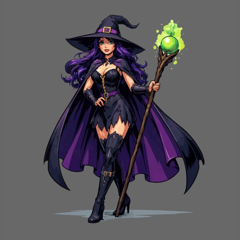 Violette Hexenkunst mit Stab