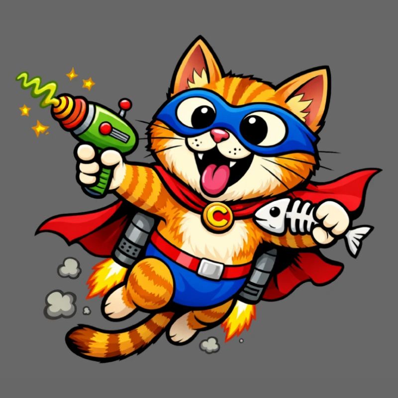 Superhero cat in flight
