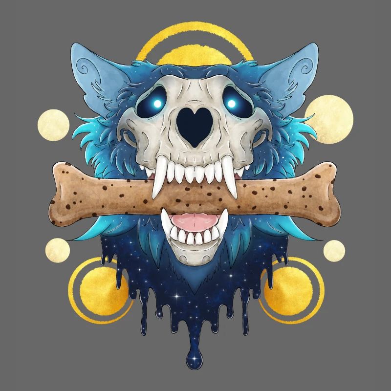 Hellhound Skull Gold - Dämonischer Wolf & Keksknochen