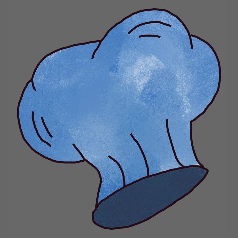 Small blue chef's hat with clouds