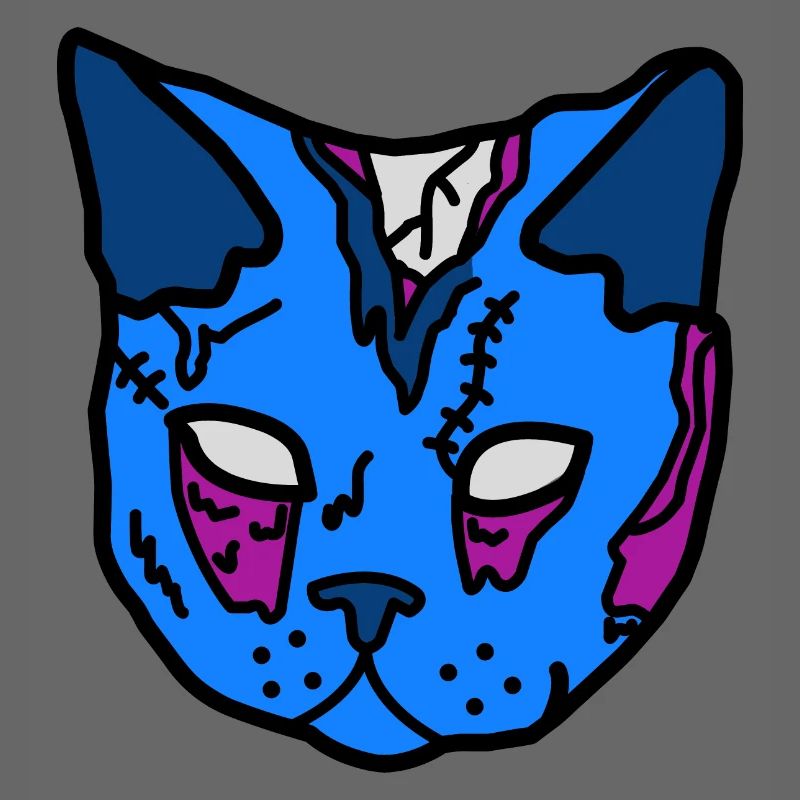 Masque de chat bleu patchwork