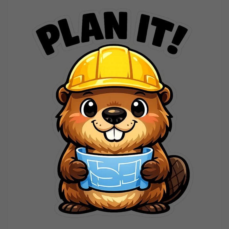 Bauheld Biber mit Plan